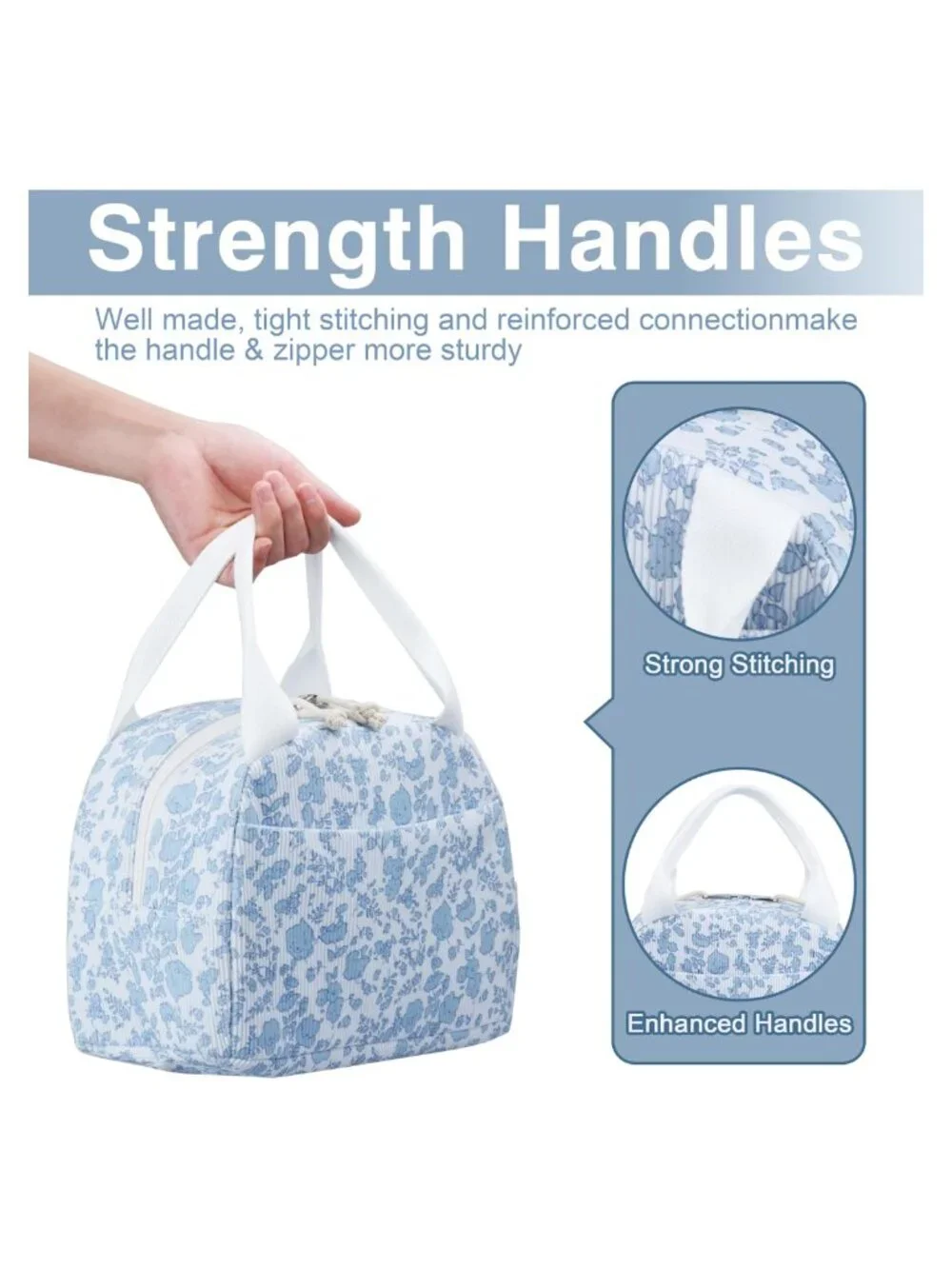 Insulated Lunch Bag Corduroy Large Capacity Leakproof Tote